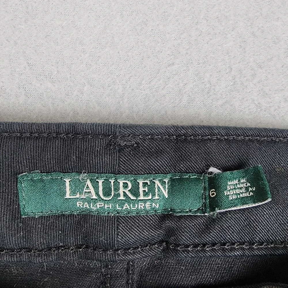 Lauren Ralph Lauren Premier Skinny Ankle Jeans Womens 6 Black Coated Stretch